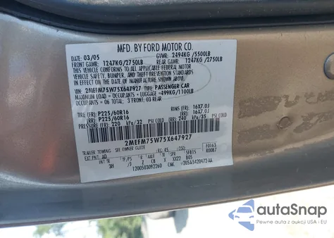 2005 Mercury Grand Marquis Ls/Lse из США, поврежденный, VIN 2MEFM75W75X647927